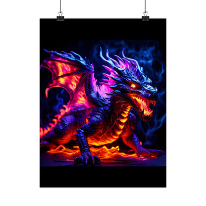 UV Black Light Reactive Neon Glow Dragon Matte Vertical Posters