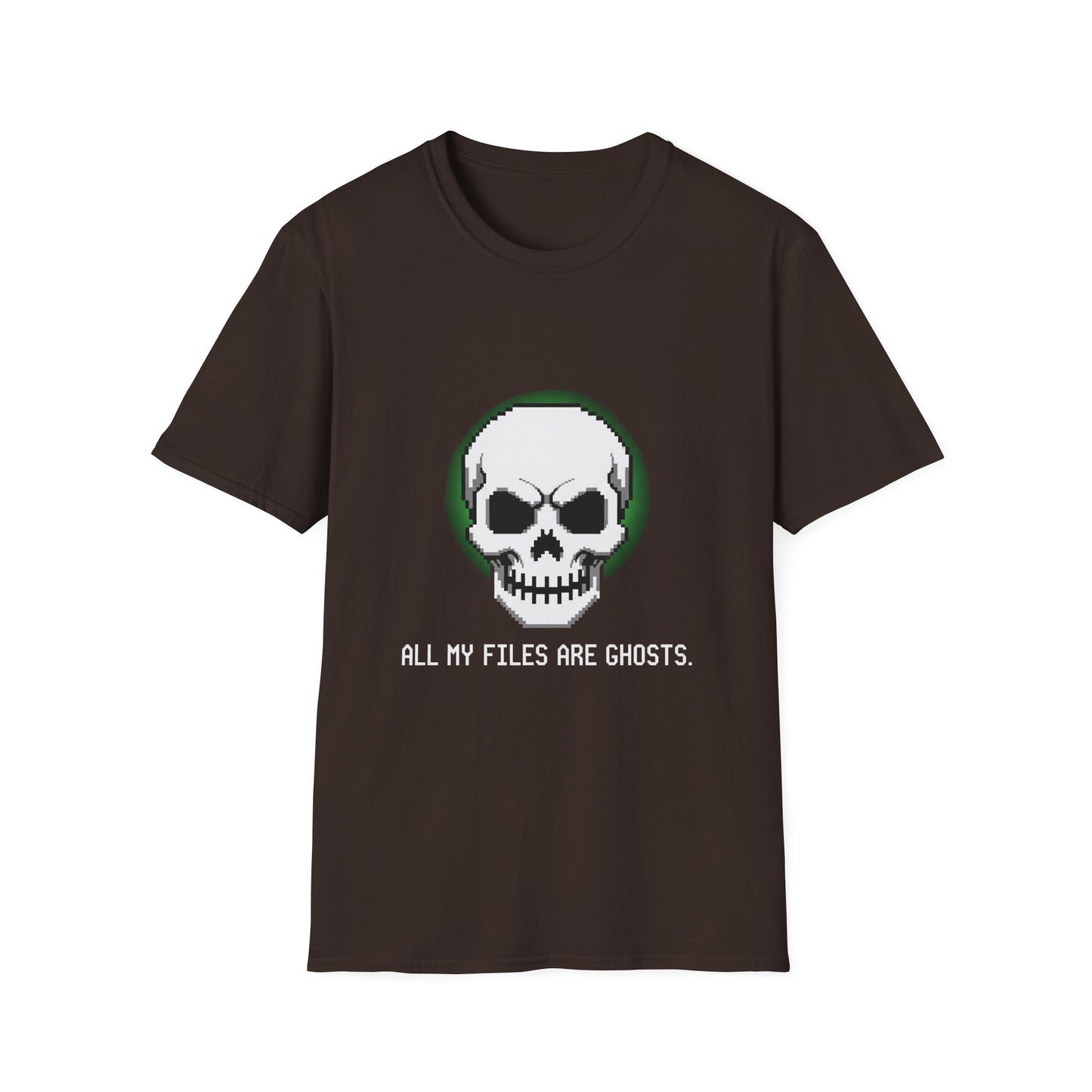 Funny Skull Graphic All My Files Are Ghosts Unisex T-Shirt, Gamer Shirt, Halloween Gift, Tech Humor Tee, Geeky Apparel, Casual Wear