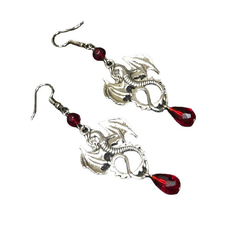 Gothic Dragon Red Fashion Earrings