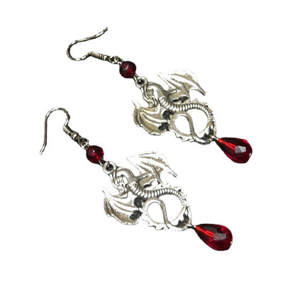 Gothic Dragon Red Fashion Earrings