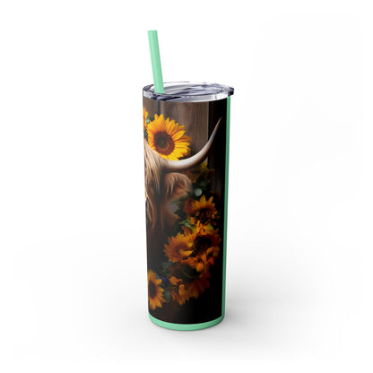 Highland Cow Skinny Tumbler with Straw, 20oz