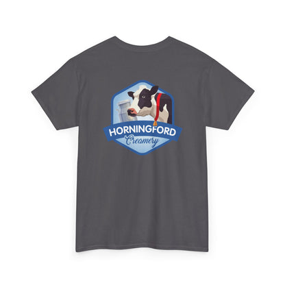 Horningford Creamery Unisex Heavy Cotton Tee - Farm Fresh Design with Cow Graphic
