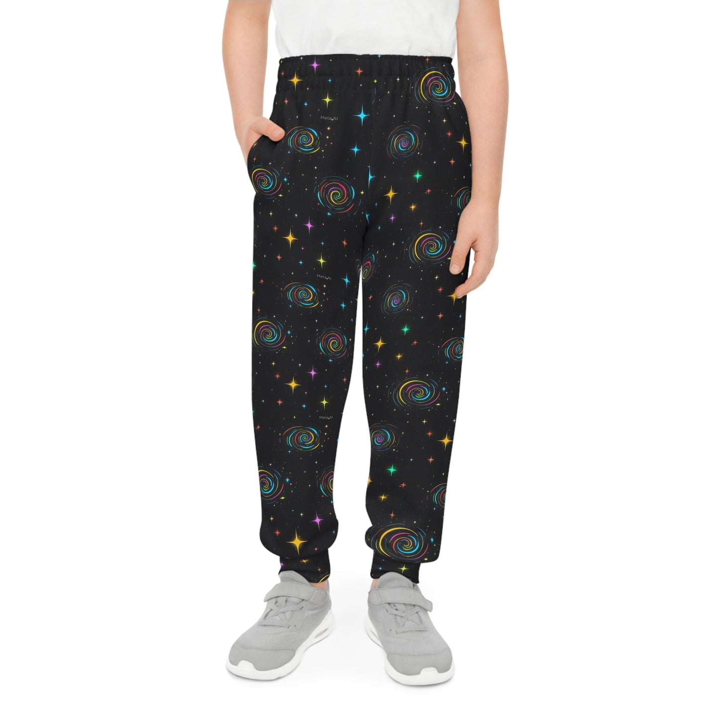 Cosmic Swirl Youth Joggers - Colorful Galaxy Design for Active Kids