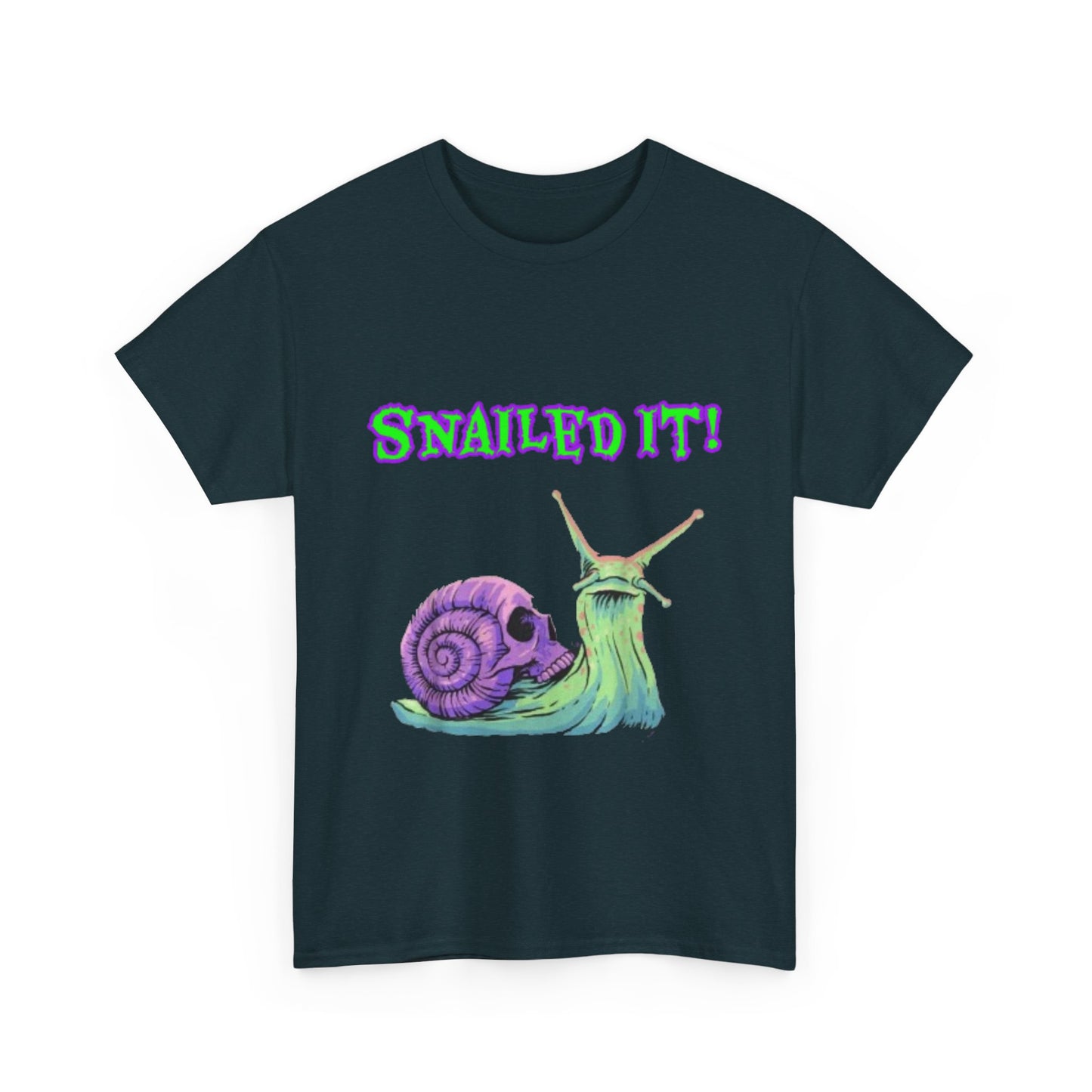 Snail Themed Unisex Heavy Cotton Tee - "Snailed It!" T-Shirt for Fun Loving Individuals