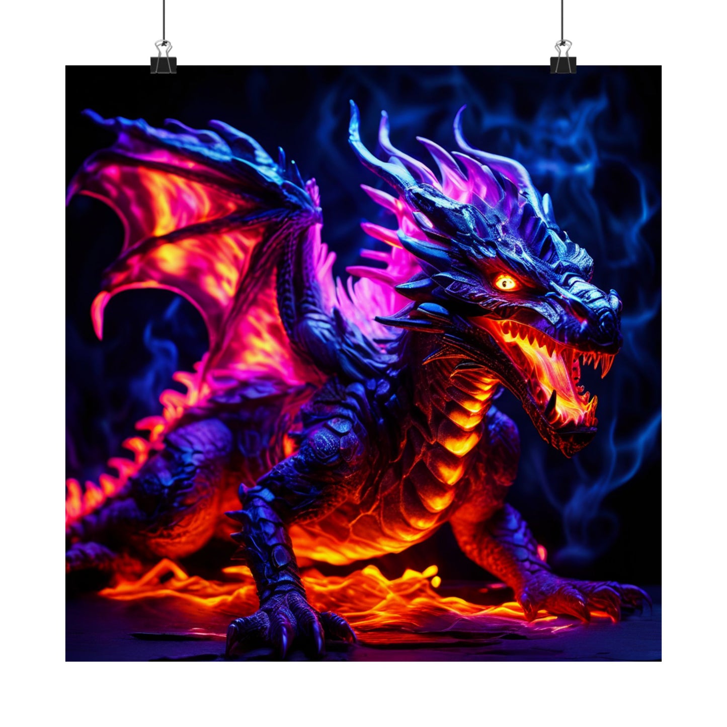 UV Black Light Reactive Neon Glow Dragon Matte Vertical Posters