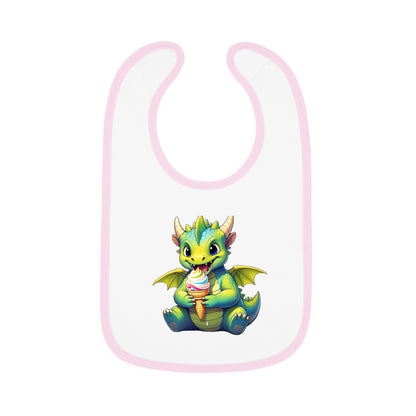 Cute Dragon Baby Bib with Contrast Trim - Perfect for Mealtime Fun