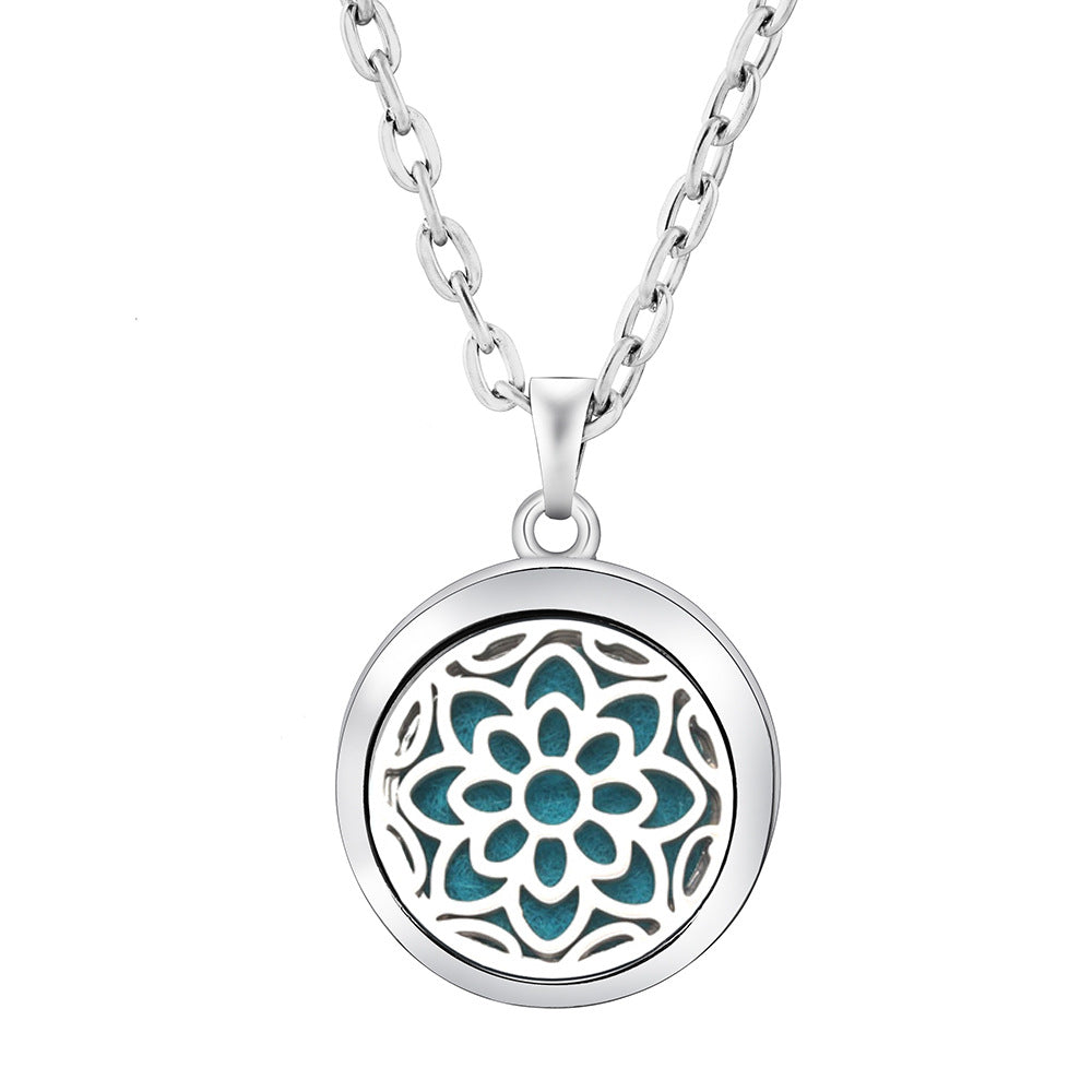 Pendant Perfume Locket Stainless Steel Essential Oil Diffuser Women's Necklace