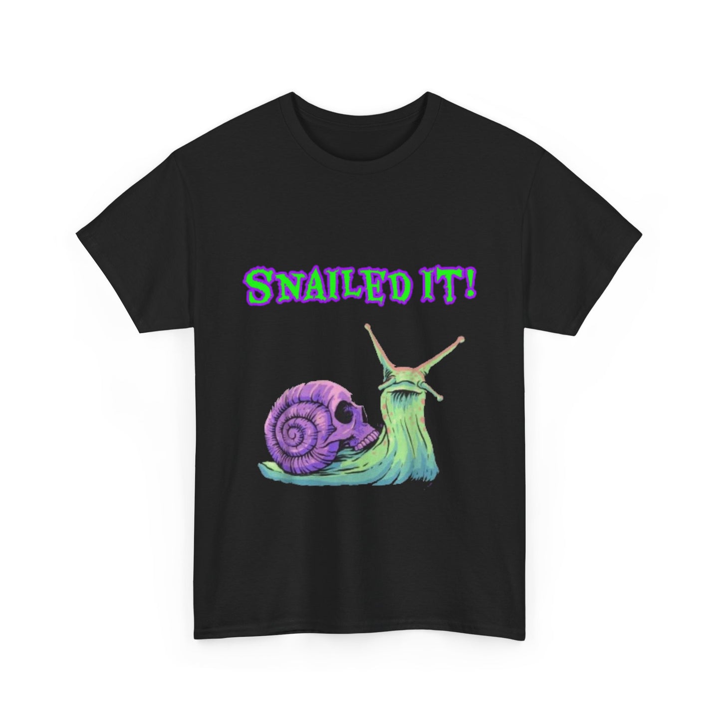 Snail Themed Unisex Heavy Cotton Tee - "Snailed It!" T-Shirt for Fun Loving Individuals