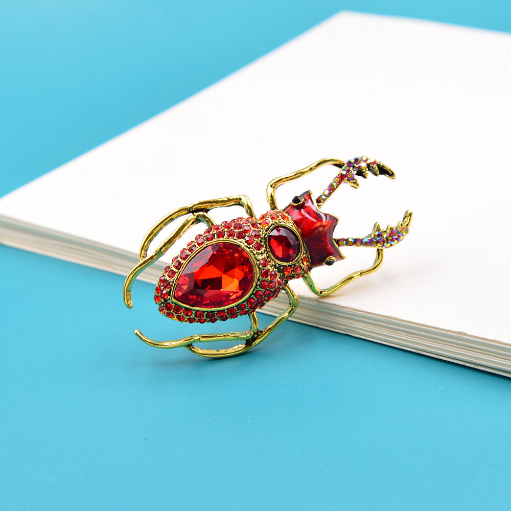 Diamond Glass Beetle Brooch Clothing Accessories