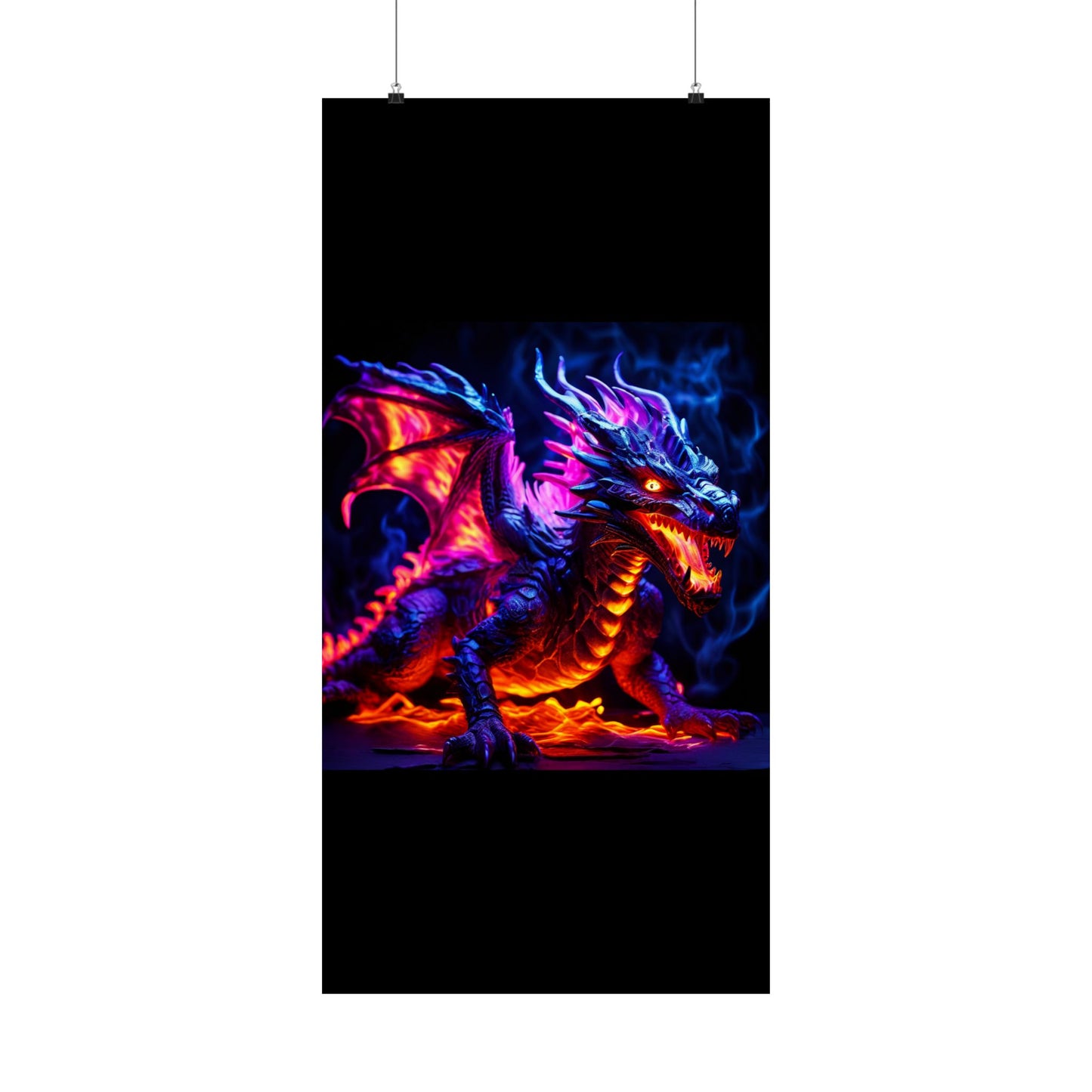 UV Black Light Reactive Neon Glow Dragon Matte Vertical Posters