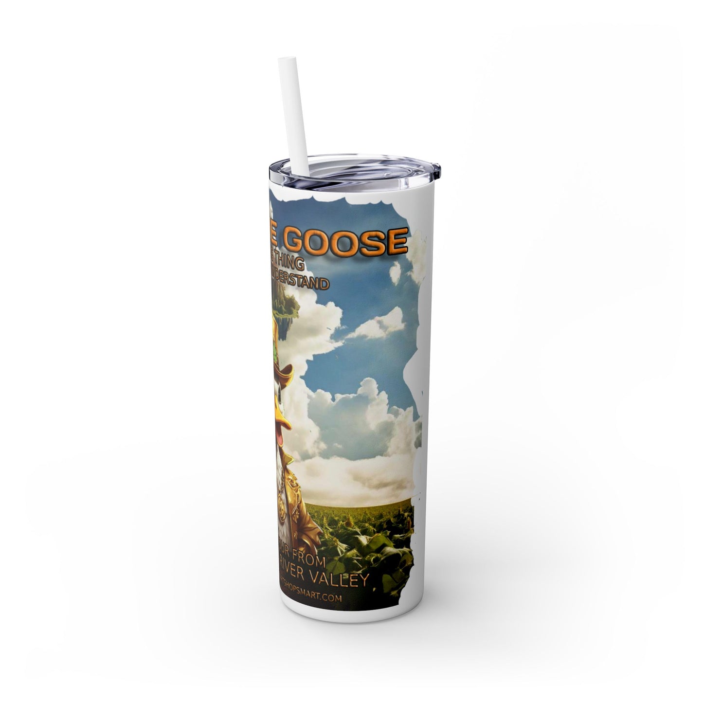 Lucky The Goose Skinny Tumbler with Straw, 20oz