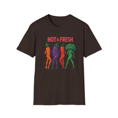Hot & Fresh Vegetable Graphic T-Shirt, Fun Unisex Tee, Cute Foodie Gift, Summer Outfit, Vegan Fashion Statement