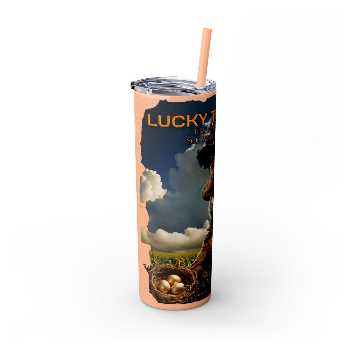 Lucky The Goose Skinny Tumbler with Straw, 20oz