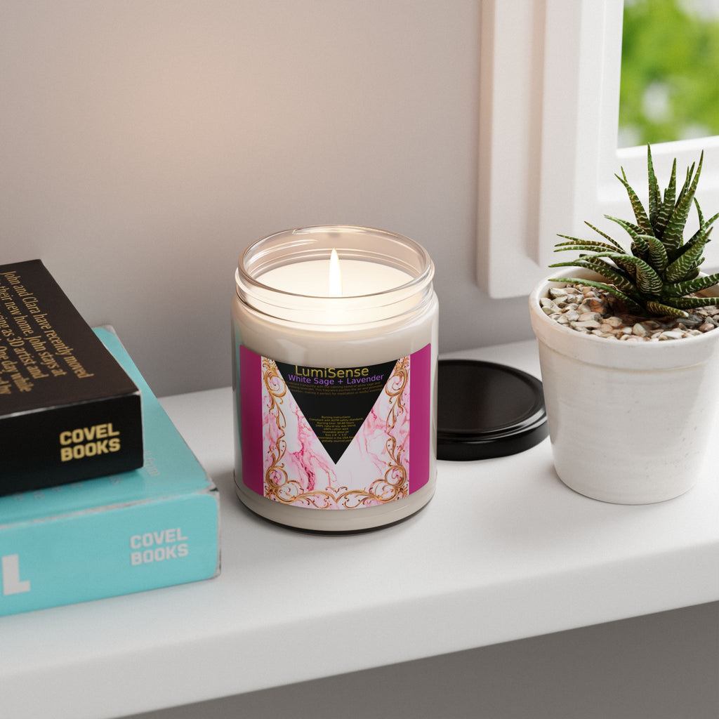LumiSense White Sage + Lavender Scented Soy Candle - 9oz Relaxation Gift