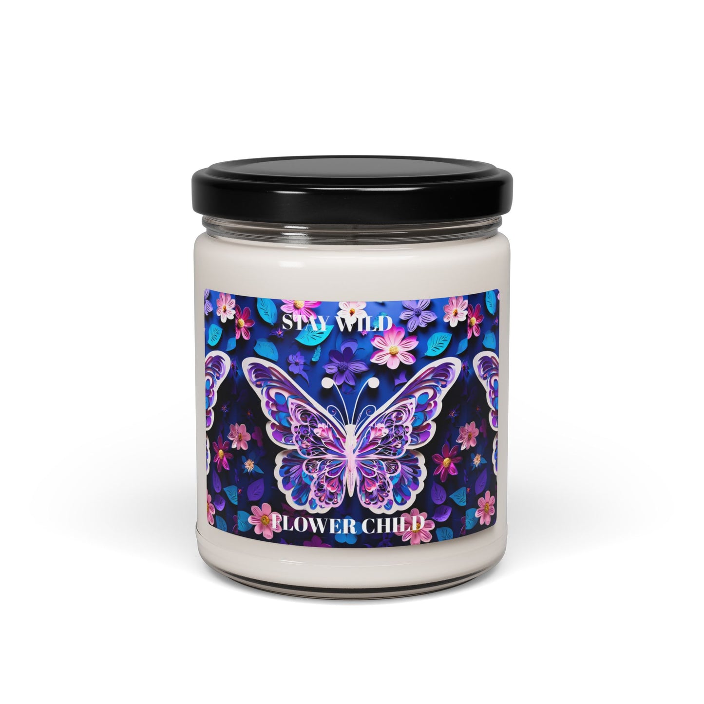 Butterfly Flower Child Scented Soy Candle - Stay Wild, 9oz