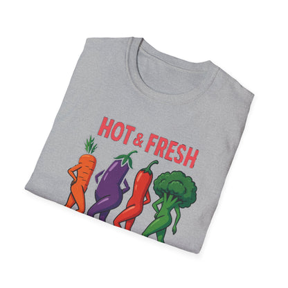 Hot & Fresh Vegetable Graphic T-Shirt, Fun Unisex Tee, Cute Foodie Gift, Summer Outfit, Vegan Fashion Statement