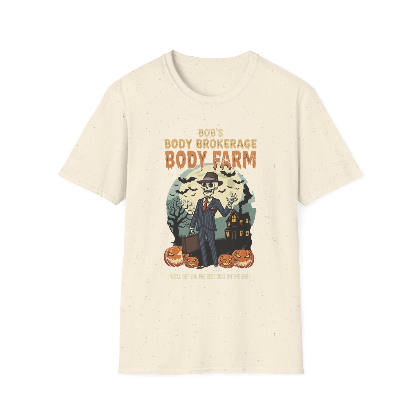 Halloween Bobs Body Brokerage Body Farm Best Deal In The End T-Shirt, Unisex Softstyle Tee, Body Farm Graphic Shirt, Halloween Party Wear, Unique Gift for Halloween Lovers