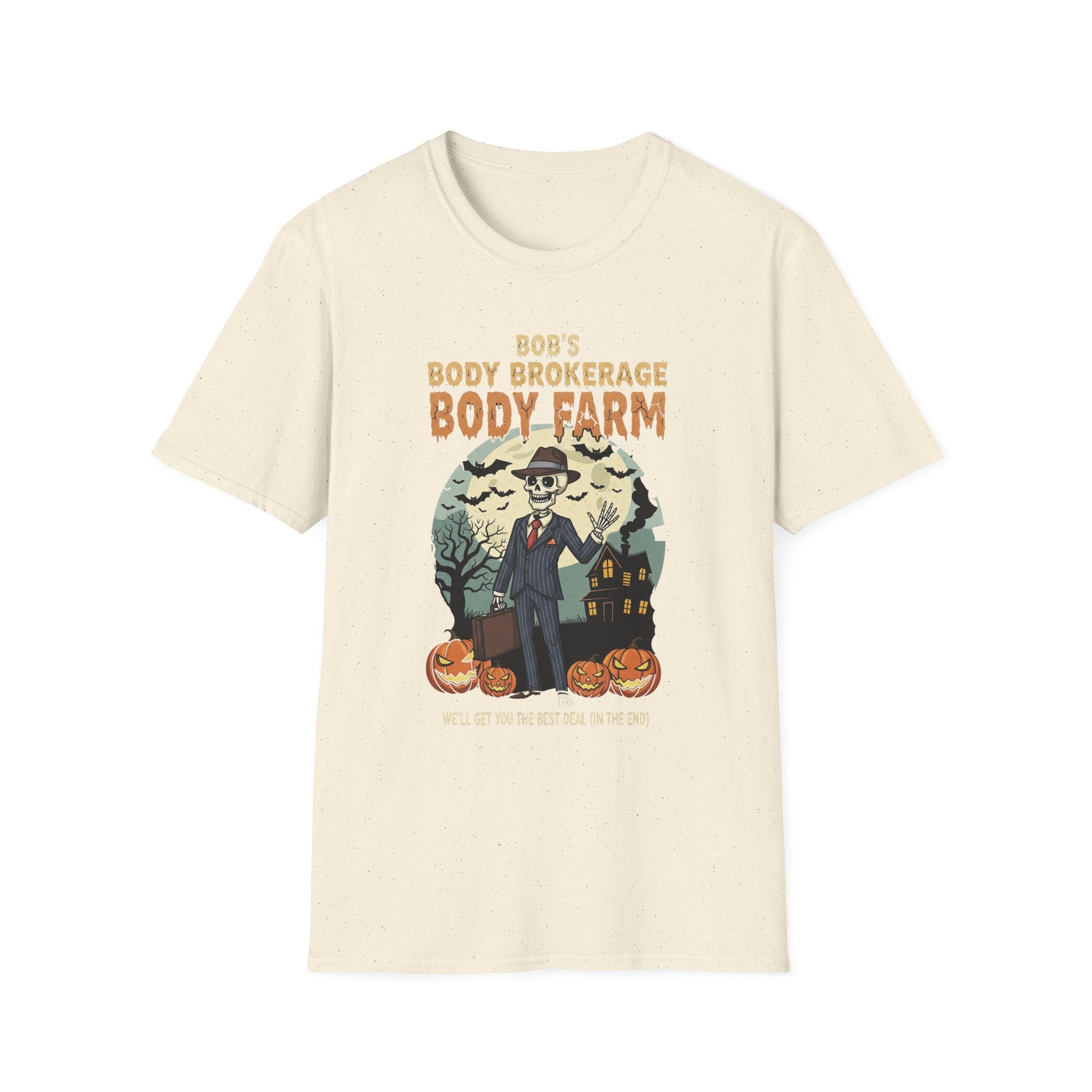 Halloween Bobs Body Brokerage Body Farm Best Deal In The End T-Shirt, Unisex Softstyle Tee, Body Farm Graphic Shirt, Halloween Party Wear, Unique Gift for Halloween Lovers
