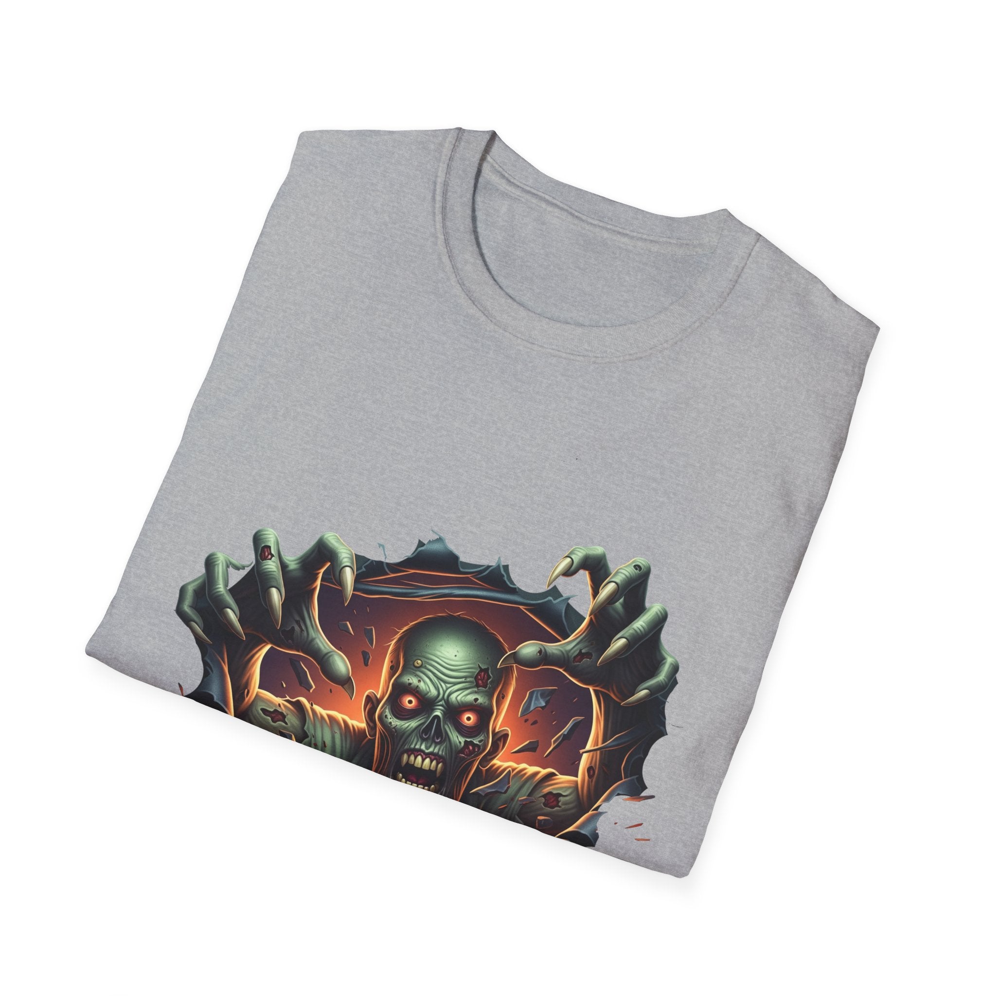 3D Spooky Zombie Graphic T-Shirt, Halloween Shirt, Unisex Softstyle Tee, Gift for Horror Fans, Casual Wear, Creepy Apparel