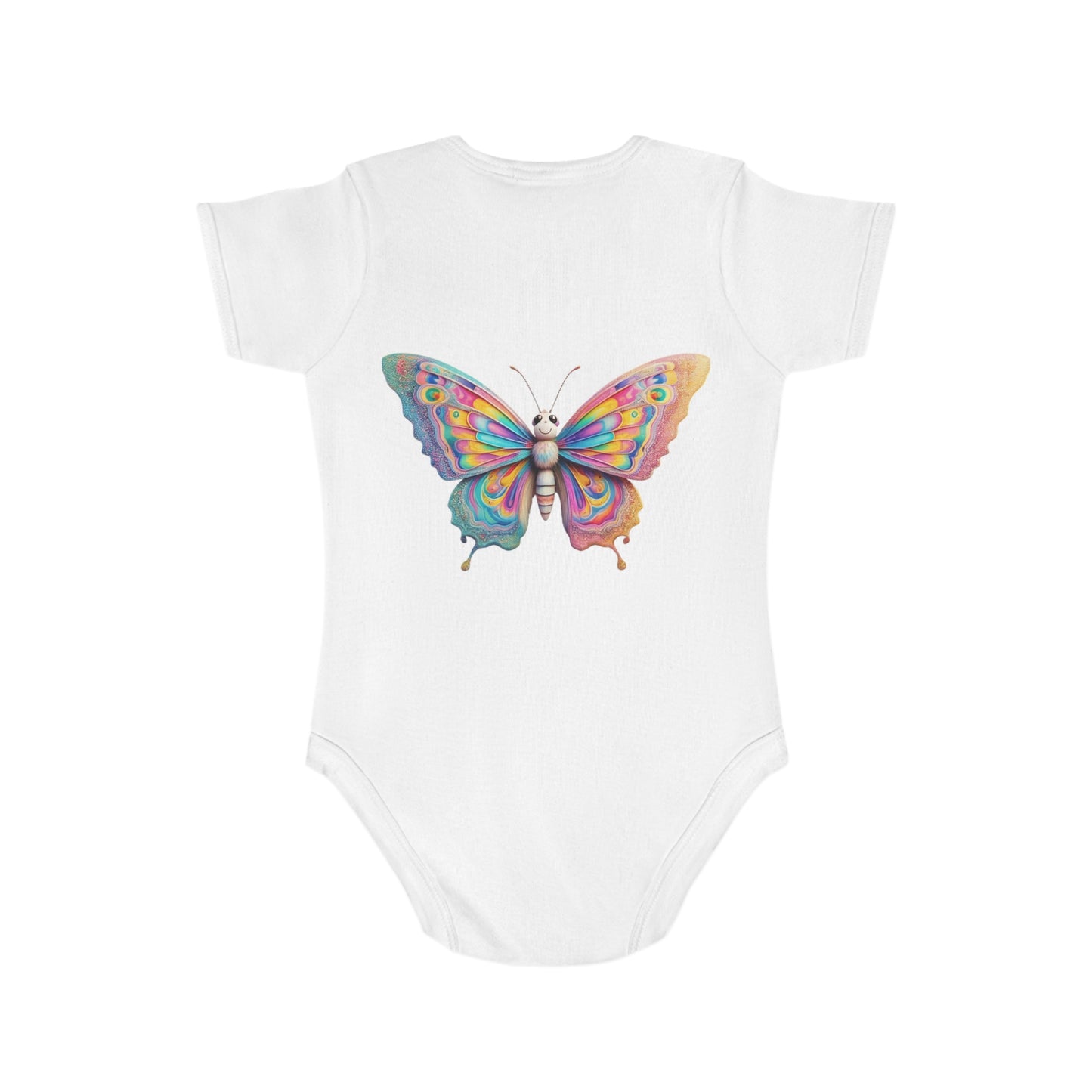 Cute Baby Animal Bodysuit with Colorful Tiger and Butterfly Designs