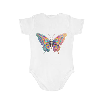 Cute Baby Animal Bodysuit with Colorful Tiger and Butterfly Designs