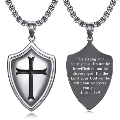 Knights Templar Shield Necklace in Sterling Silver Pendants Necklace for Men