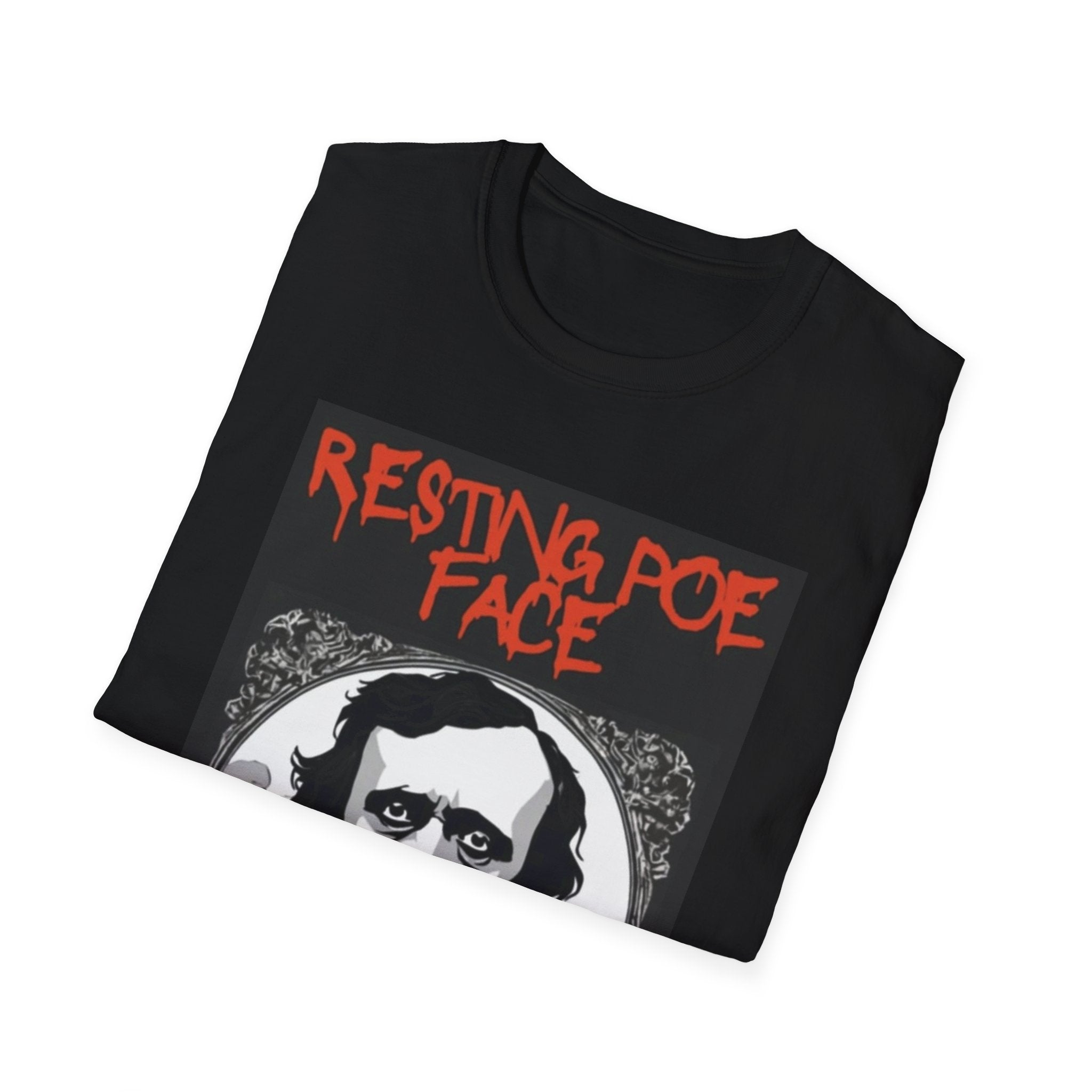 Edgar Allan Poe Resting Poe Face T-Shirt | Unisex Softstyle Tee for Book Lovers, Halloween, Literary Gifts, Horror Fans, Vintage Style