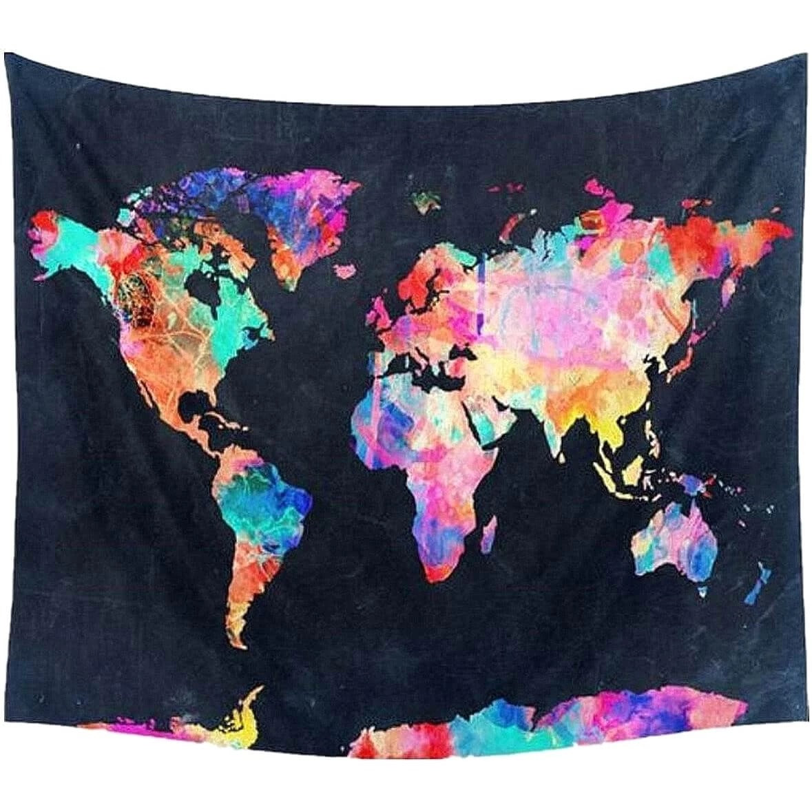 Black Map Tapestry