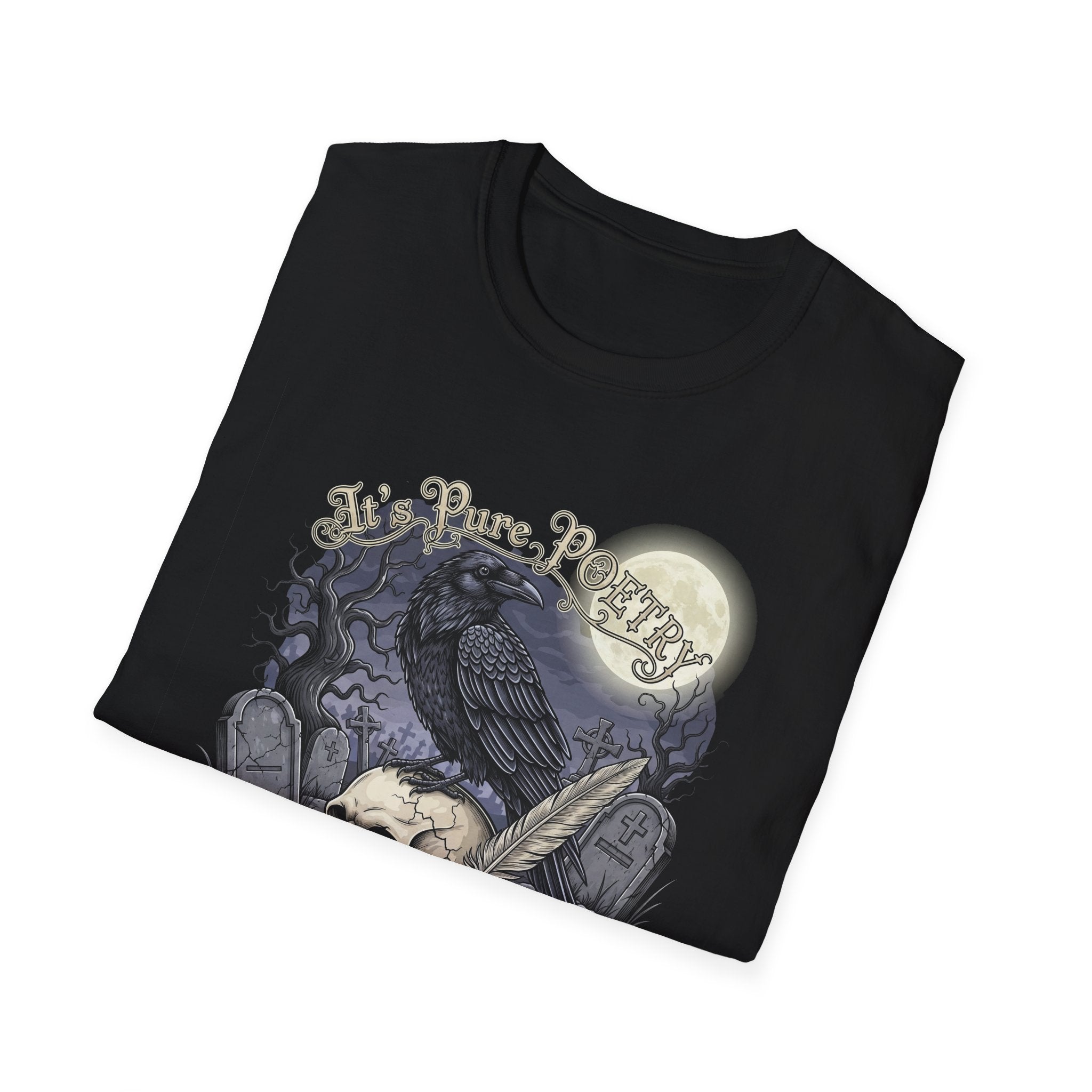 Gothic Its Pure POEtry  Graphic T-Shirt, Unisex Softstyle Tee for Halloween, Horror Fans, Casual Wear, Gift for Occasions