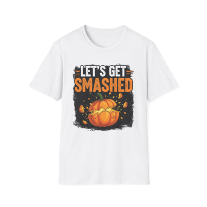 Halloween Pumpkin Lets Get Smashed Graphic T-Shirt, Fall Unisex Tee, Let's Get Smashed Halloween Shirt, Casual Halloween Apparel, Fun Pumpkin Shirt