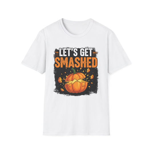 Halloween Pumpkin Lets Get Smashed Graphic T-Shirt, Fall Unisex Tee, Let's Get Smashed Halloween Shirt, Casual Halloween Apparel, Fun Pumpkin Shirt