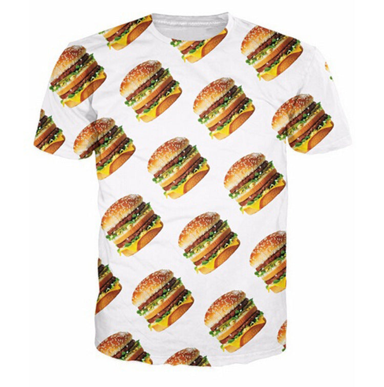 Hamburger 3D Printed Short Sleeved T-shirt