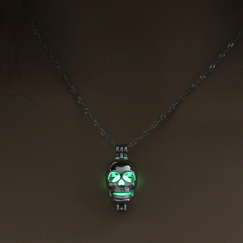 Halloween multi-colored glow-in-the-dark Skeleton hollow-out diy necklace