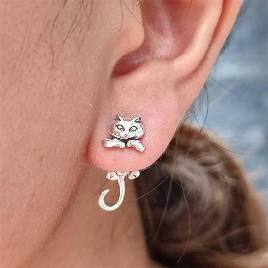 Kitten Interspersed Earrings Personality Hanging On Back Of Ear Animal Earrings