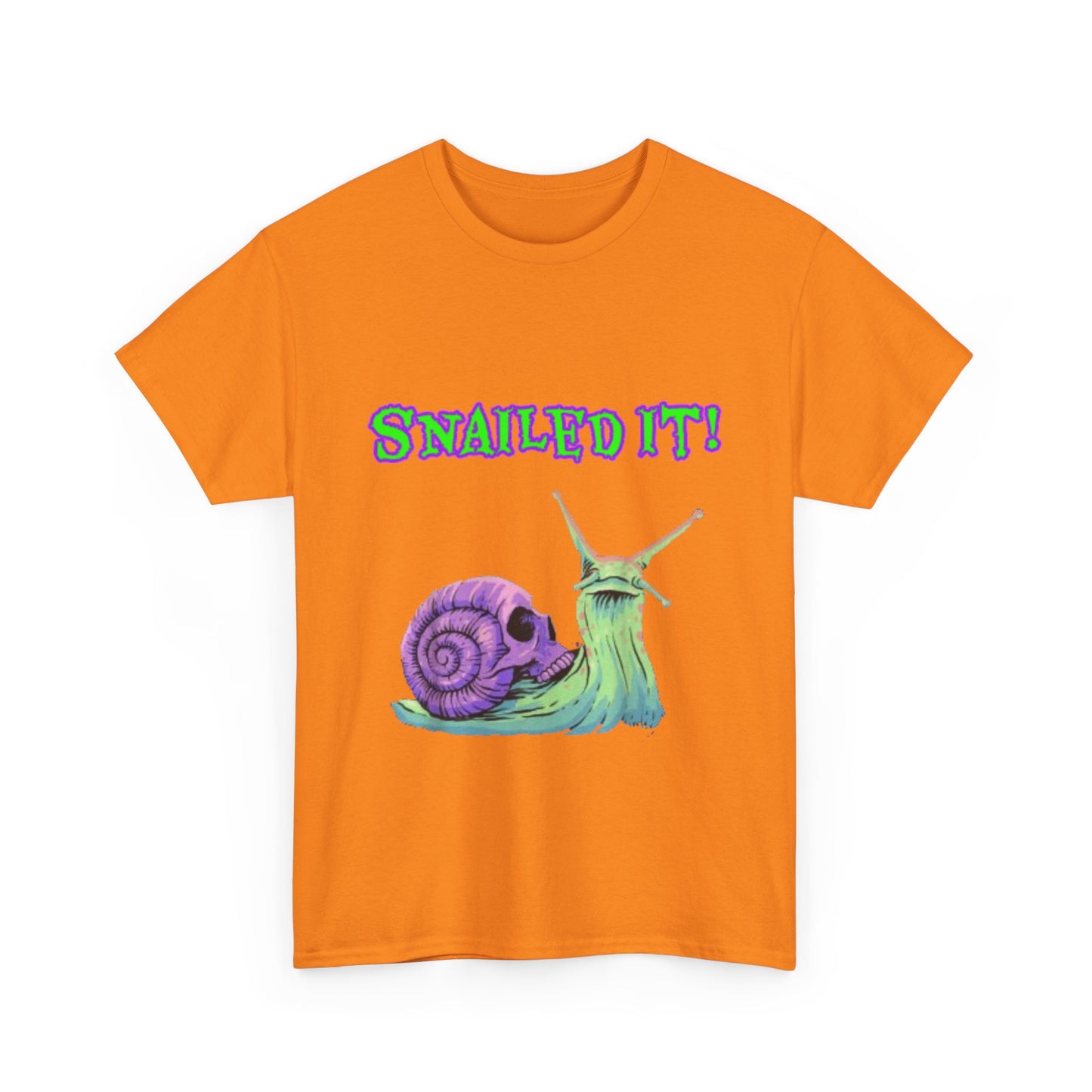 Snail Themed Unisex Heavy Cotton Tee - "Snailed It!" T-Shirt for Fun Loving Individuals