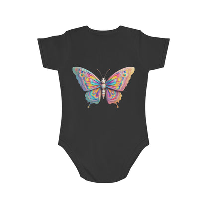 Cute Baby Animal Bodysuit with Colorful Tiger and Butterfly Designs