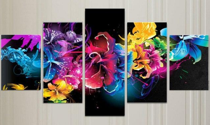 Diamond Painting Multi-Picture Neon Flowers