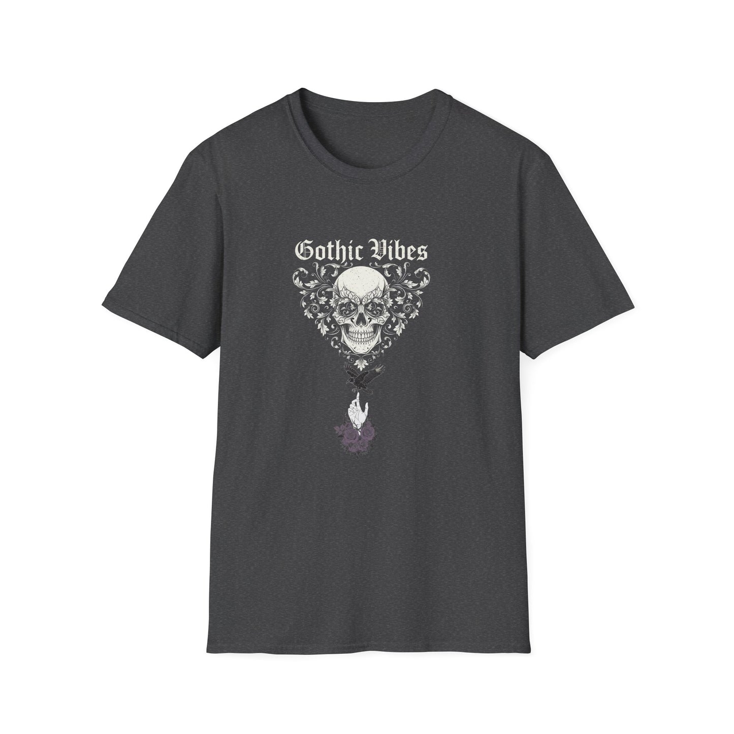 Gothic Vibes T-Shirt, Unisex Softstyle Tee for Alternative Style, Dark Aesthetic Apparel, Great for Festivals and Halloween