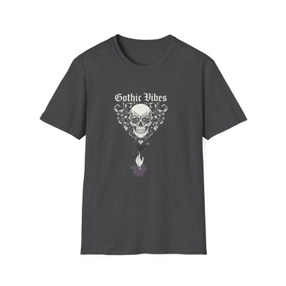 Gothic Vibes T-Shirt, Unisex Softstyle Tee for Alternative Style, Dark Aesthetic Apparel, Great for Festivals and Halloween