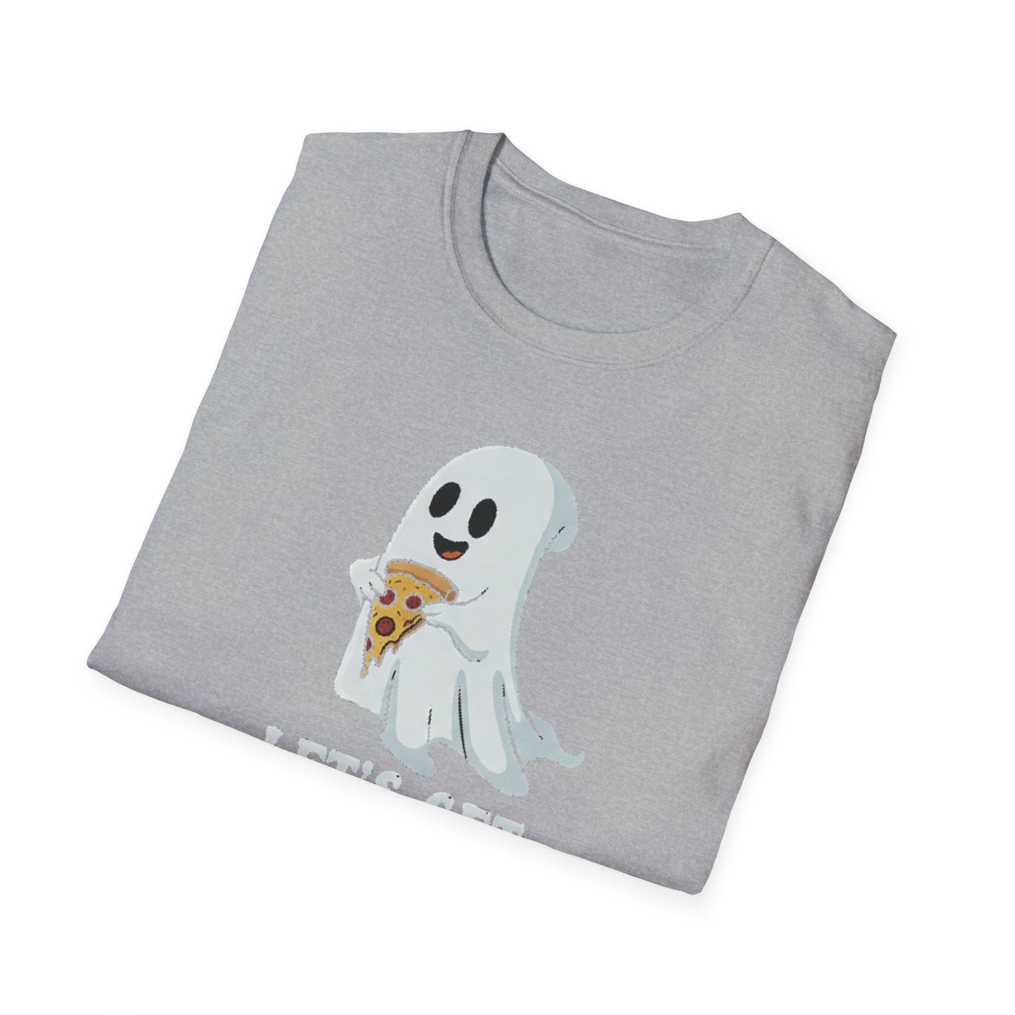 Spooky Pizza T-Shirt, Cute Halloween Shirt, Ghost Graphic Tee, Unisex Casual Wear, Gifts for Halloween Lovers