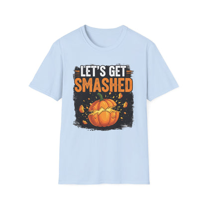 Halloween Pumpkin Lets Get Smashed Graphic T-Shirt, Fall Unisex Tee, Let's Get Smashed Halloween Shirt, Casual Halloween Apparel, Fun Pumpkin Shirt