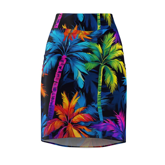 Rainbow Palm Tree Women's Pencil Skirt (AOP)