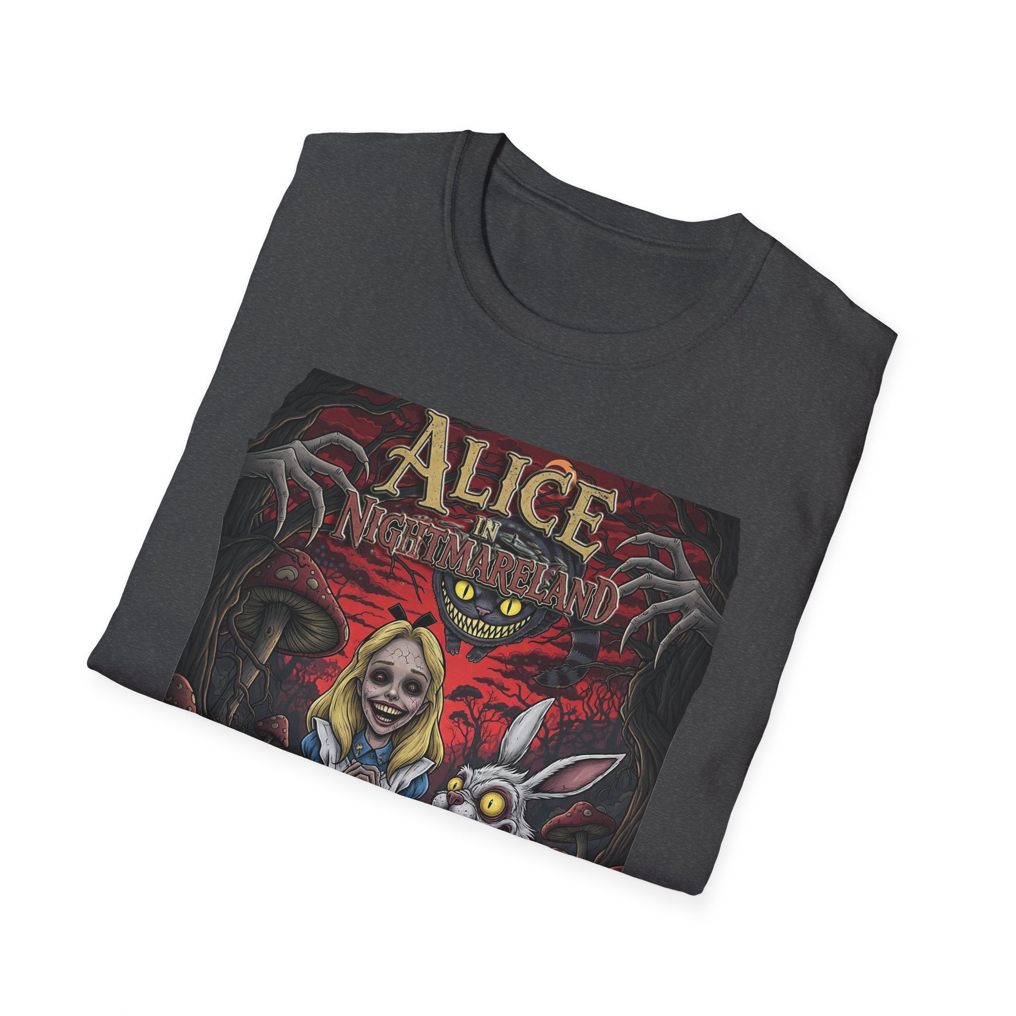 Alice in Nightmareland T-Shirt, Unisex Graphic Tee, Horror Theme Shirt, Perfect for Halloween, Alice in Wonderland Fans, Gift Idea