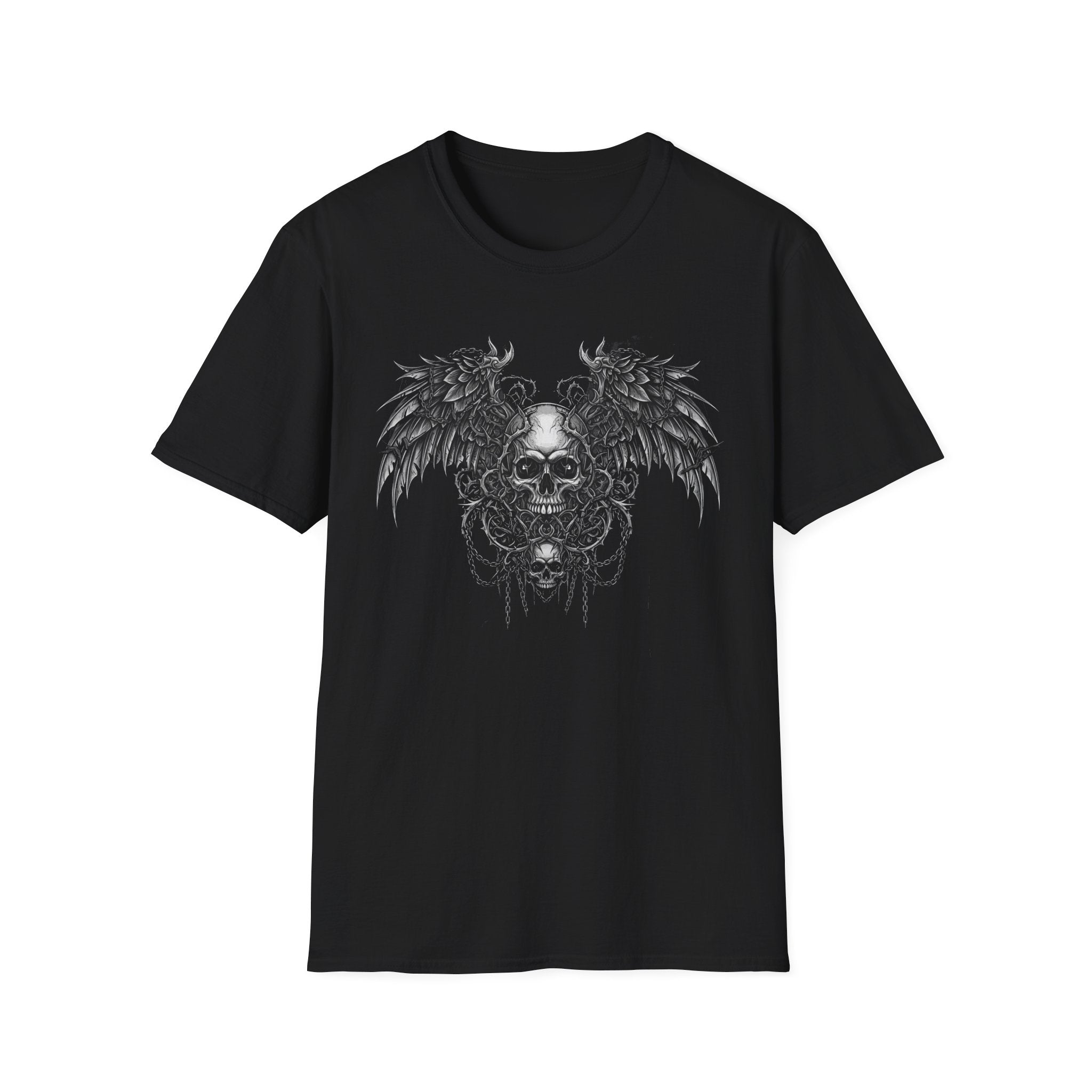 Gothic Skull Wings T-Shirt | Unisex Fashion Tee for Music Lovers, Halloween Costume, Band Merch, Everyday Casual Wear
