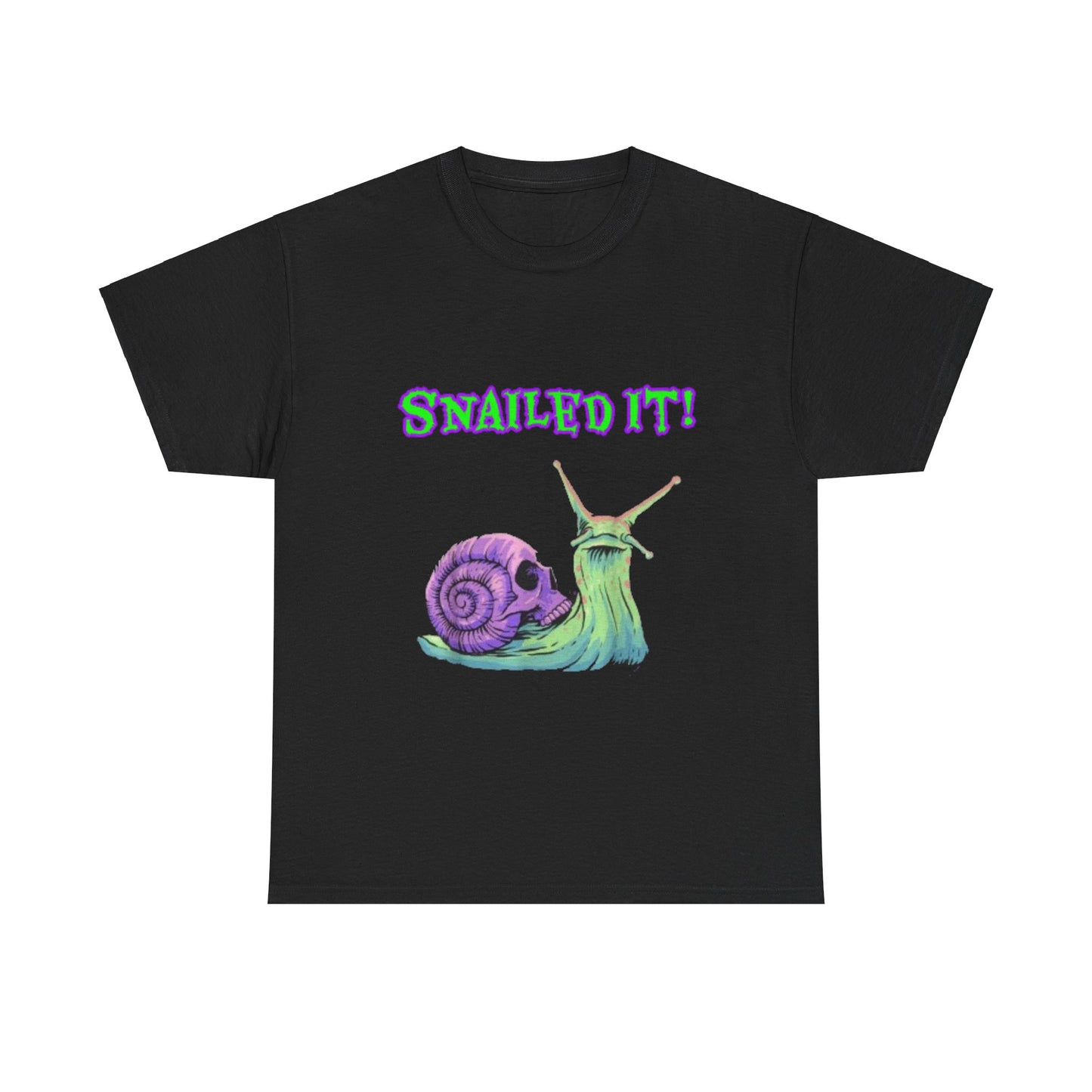 Snail Themed Unisex Heavy Cotton Tee - "Snailed It!" T-Shirt for Fun Loving Individuals