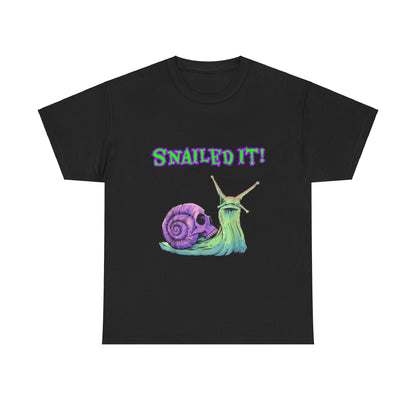 Snail Themed Unisex Heavy Cotton Tee - "Snailed It!" T-Shirt for Fun Loving Individuals