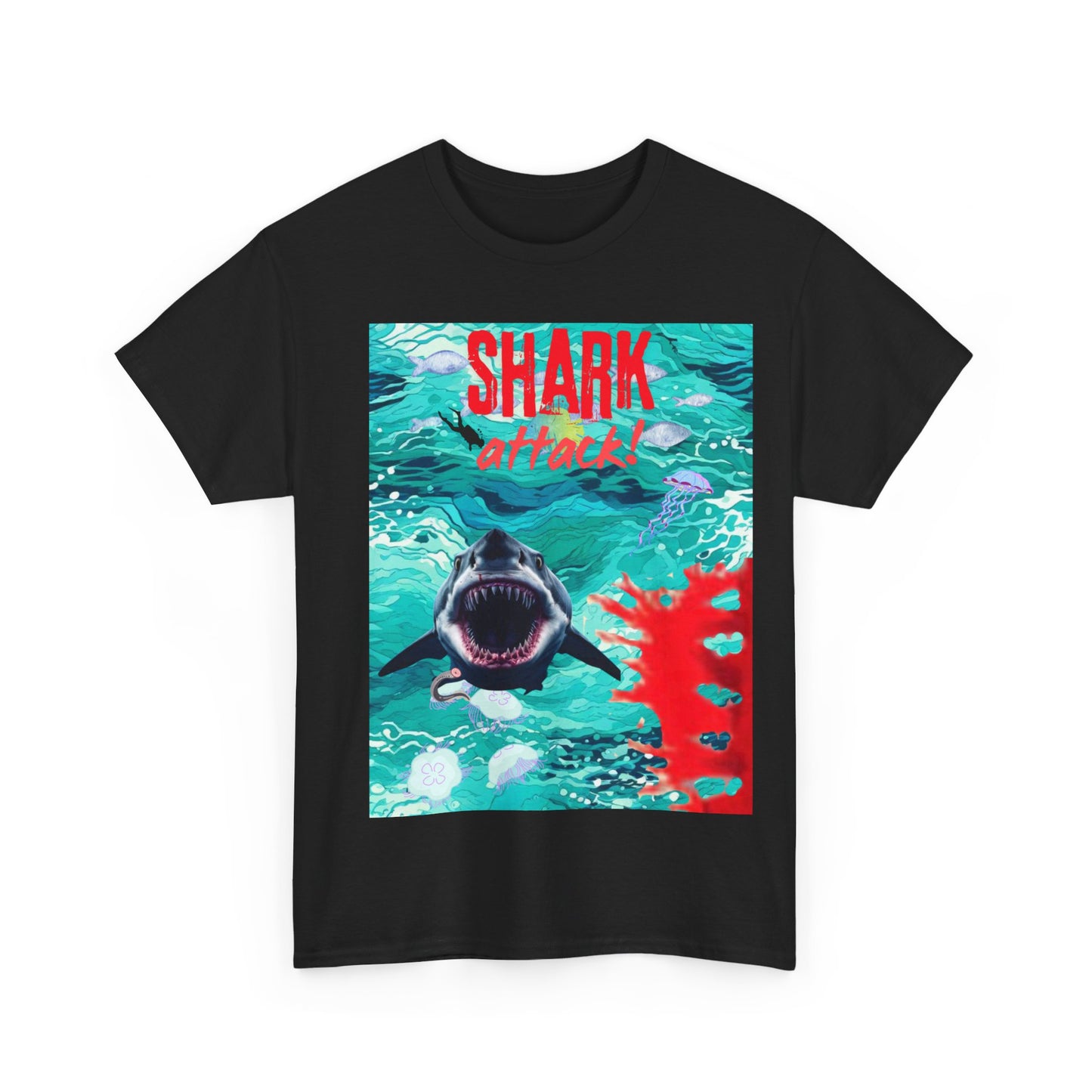 Mens Shark Attack Unisex Heavy Cotton Tee