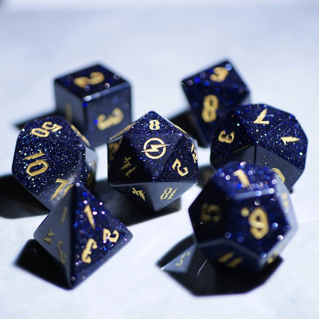 Blue sandstone faceted dice