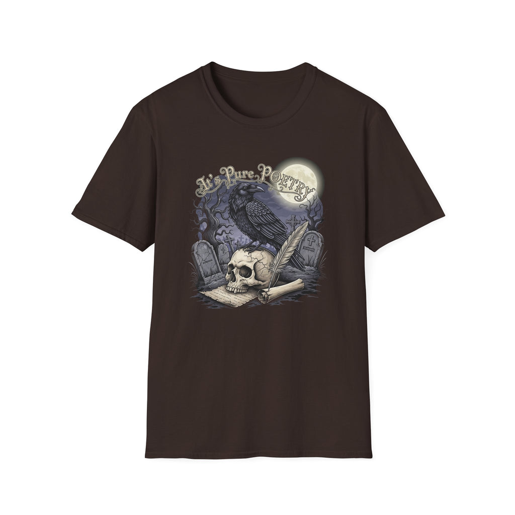 Gothic Its Pure POEtry  Graphic T-Shirt, Unisex Softstyle Tee for Halloween, Horror Fans, Casual Wear, Gift for Occasions