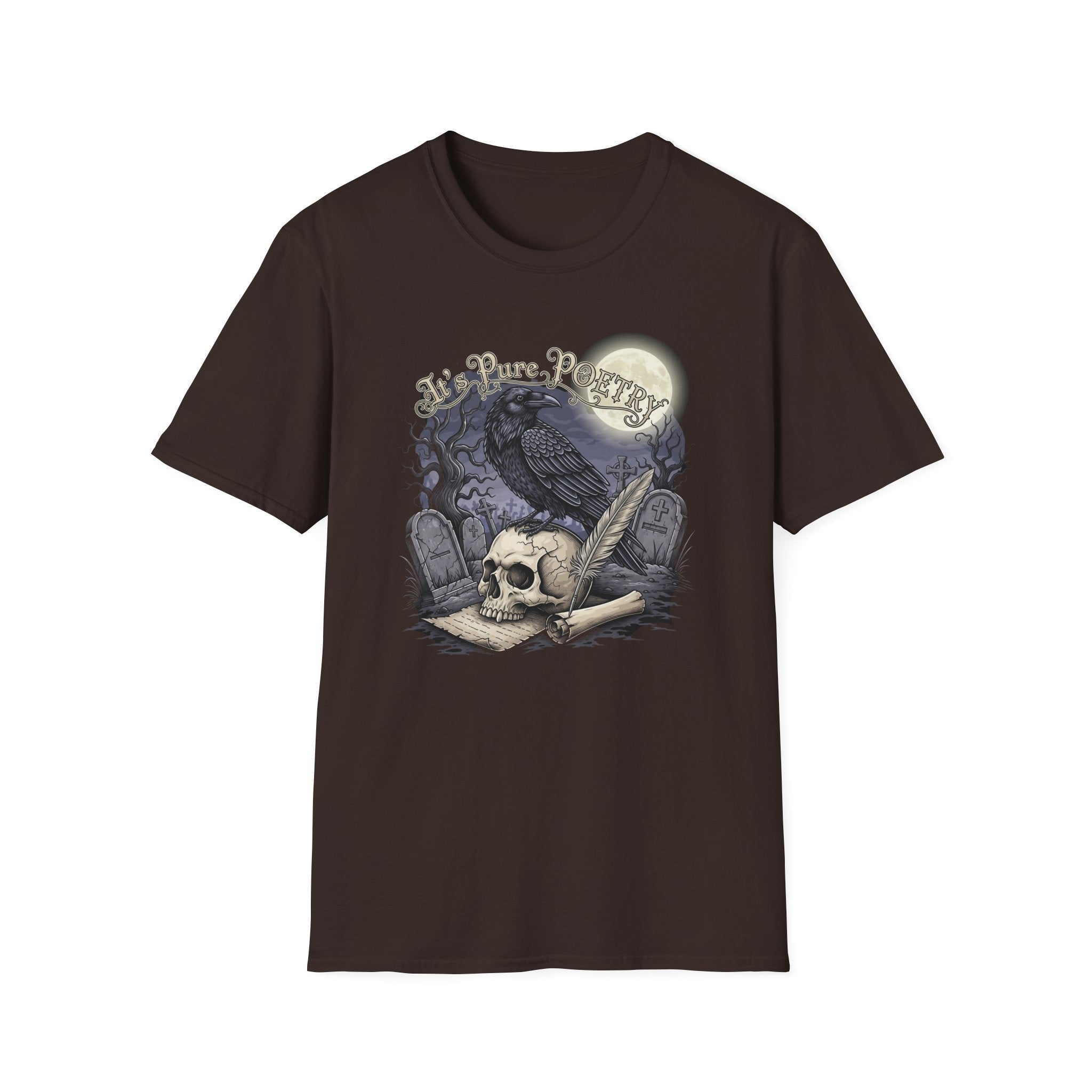 Gothic Its Pure POEtry  Graphic T-Shirt, Unisex Softstyle Tee for Halloween, Horror Fans, Casual Wear, Gift for Occasions